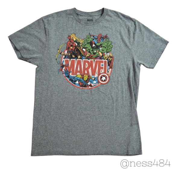 Marvel Other - Marvel Comics Superhero Graphic T Shirt Mens Large LG Gray Short Sleeve Tee‎